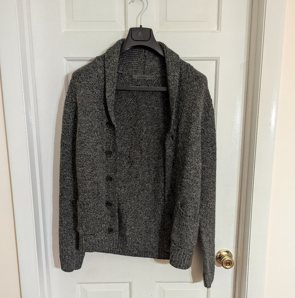 Grey Wool Blend Cardigan. Perfect gift for the Sophisticated Dad